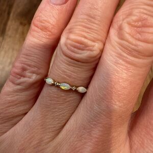 Solid Gold Triple Opal and Diamond Band